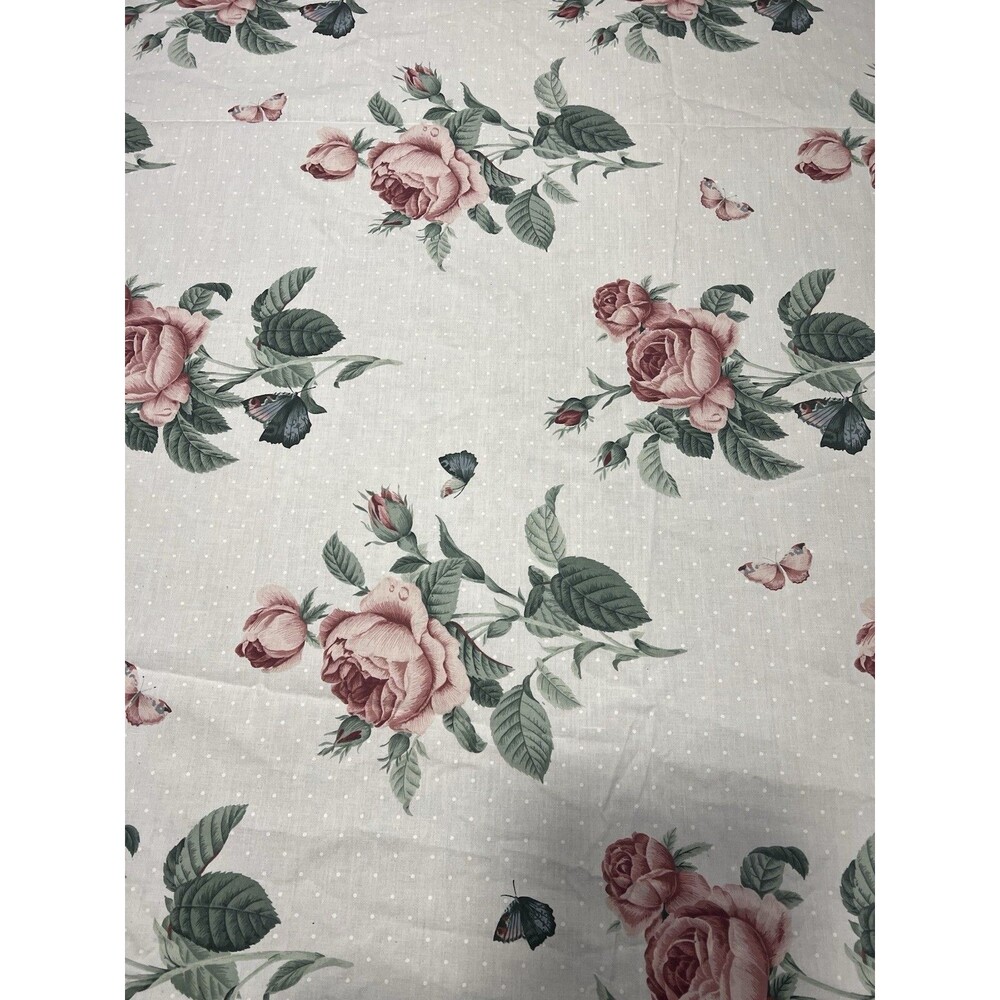 Vintage JP Stevens Floral Queen Flat Fitted Roses Sheet